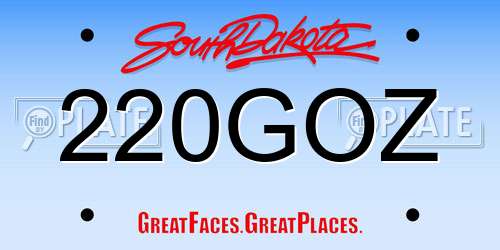 220GOZ South Dakota License Plate