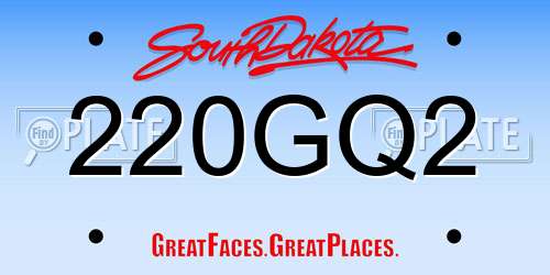 220GQ2 South Dakota License Plate