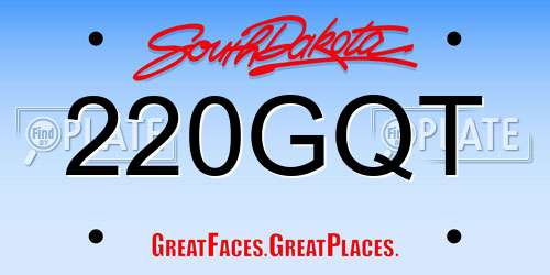 220GQT South Dakota License Plate