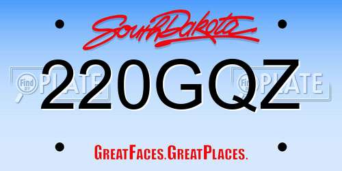 220GQZ South Dakota License Plate