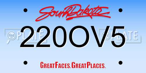 220OV5 South Dakota License Plate