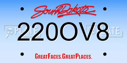 220OV8 South Dakota License Plate