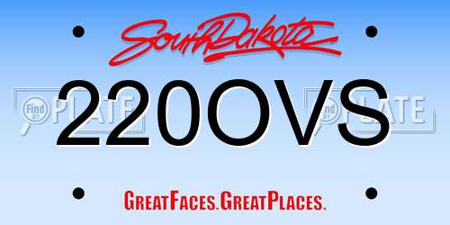 220OVS South Dakota License Plate