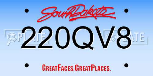 220QV8 South Dakota License Plate