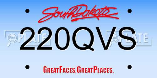 220QVS South Dakota License Plate