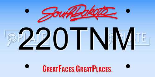 220TNM South Dakota License Plate