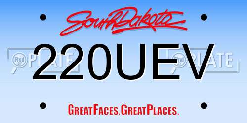 220UEV South Dakota License Plate