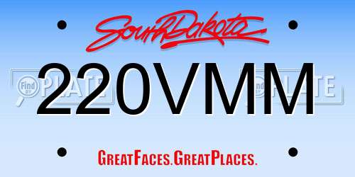 220VMM South Dakota License Plate