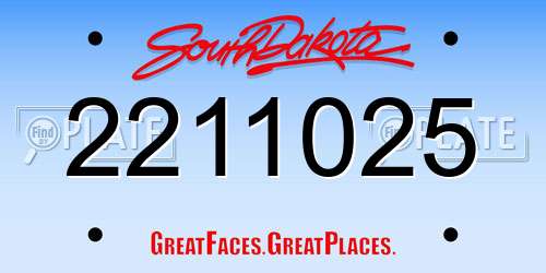 2211025 South Dakota License Plate
