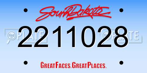 2211028 South Dakota License Plate