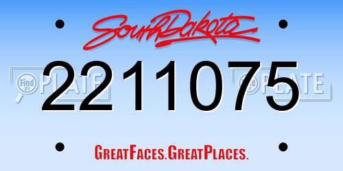 2211075 South Dakota License Plate
