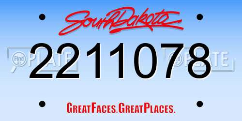 2211078 South Dakota License Plate