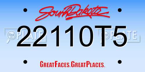 22110T5 South Dakota License Plate