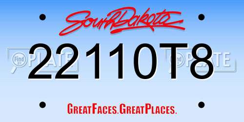 22110T8 South Dakota License Plate
