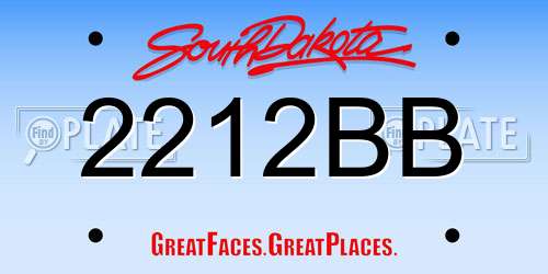 2212BB South Dakota License Plate