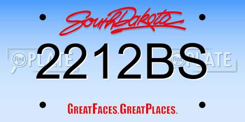 2212BS South Dakota License Plate