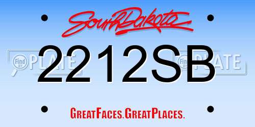 2212SB South Dakota License Plate