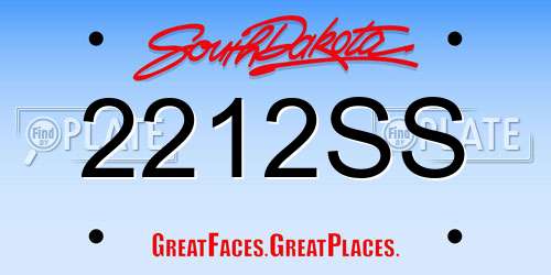 2212SS South Dakota License Plate