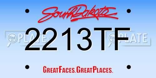 2213TF South Dakota License Plate