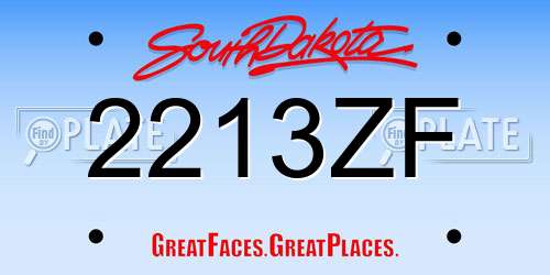 2213ZF South Dakota License Plate