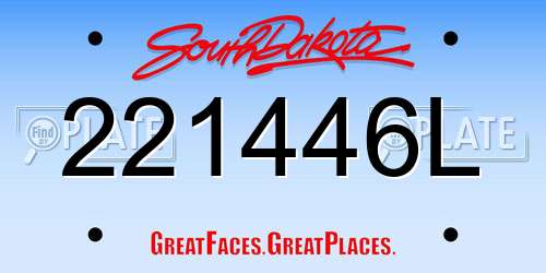 221446L South Dakota License Plate