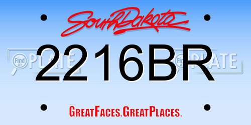 2216BR South Dakota License Plate