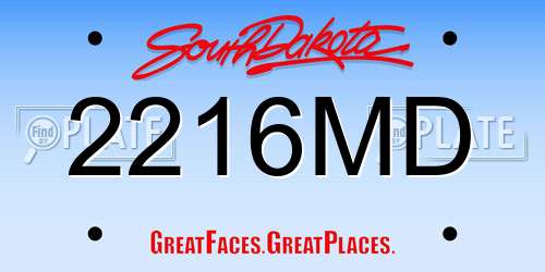 2216MD South Dakota License Plate