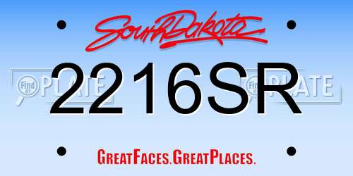 2216SR South Dakota License Plate