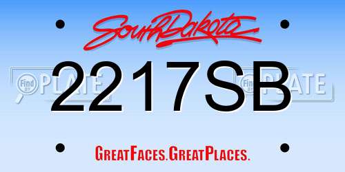 2217SB South Dakota License Plate