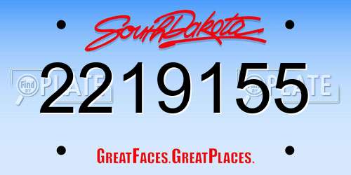 2219155 South Dakota License Plate