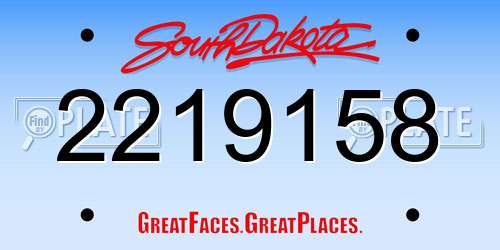 2219158 South Dakota License Plate