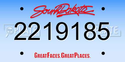 2219185 South Dakota License Plate