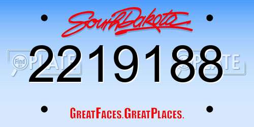 2219188 South Dakota License Plate