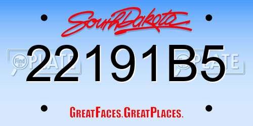 22191B5 South Dakota License Plate