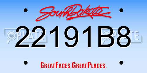 22191B8 South Dakota License Plate