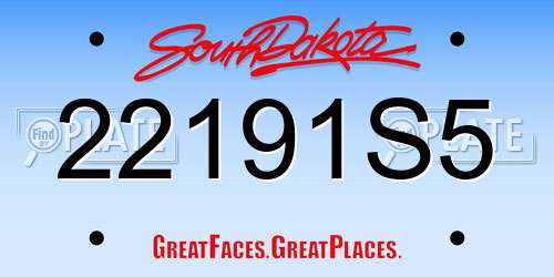 22191S5 South Dakota License Plate