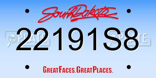 22191S8 South Dakota License Plate