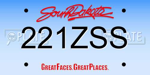 221ZSS South Dakota License Plate
