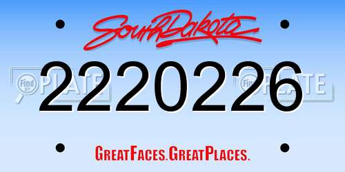 2220226 South Dakota License Plate