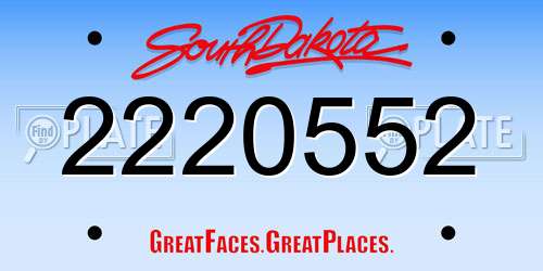 2220552 South Dakota License Plate