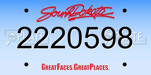 2220598 South Dakota License Plate