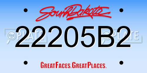 22205B2 South Dakota License Plate