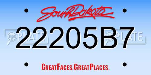 22205B7 South Dakota License Plate