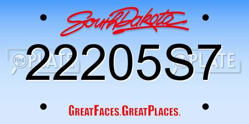 22205S7 South Dakota License Plate