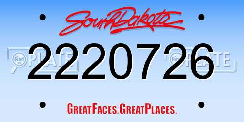 2220726 South Dakota License Plate