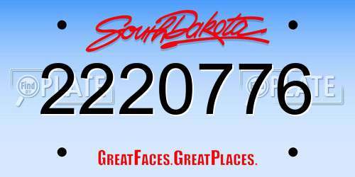 2220776 South Dakota License Plate