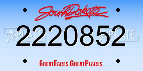 2220852 South Dakota License Plate