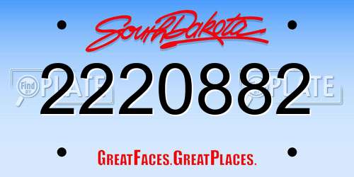 2220882 South Dakota License Plate