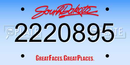 2220895 South Dakota License Plate