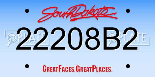 22208B2 South Dakota License Plate